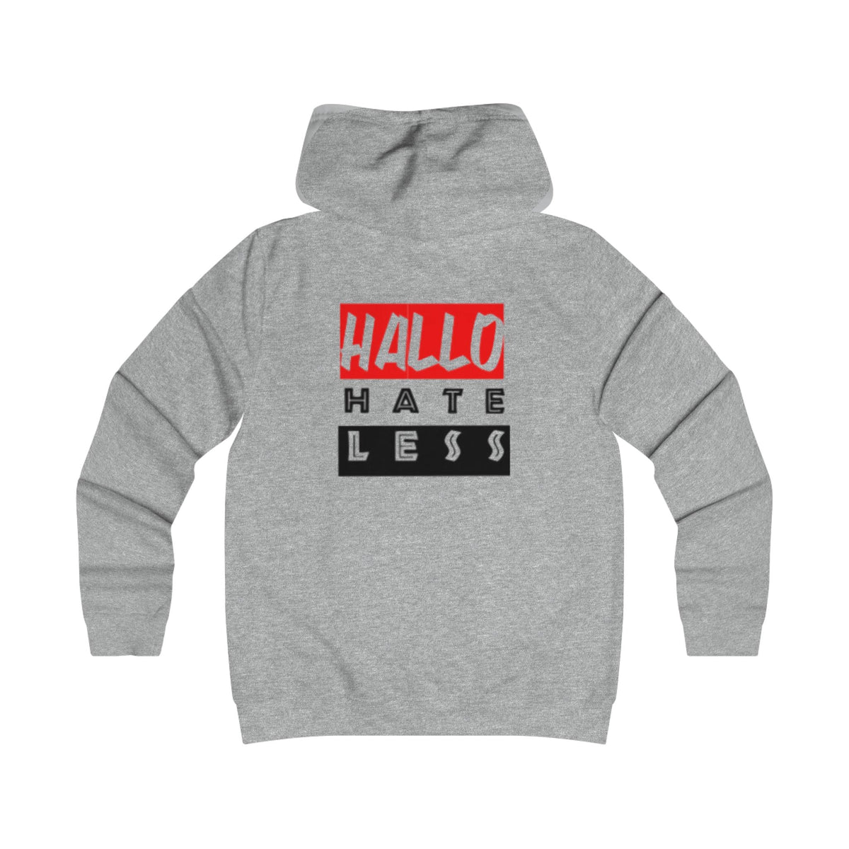 Empowering College Hoodie - 'HALLO HATE LESS' Unisex Sweatshirt Printify