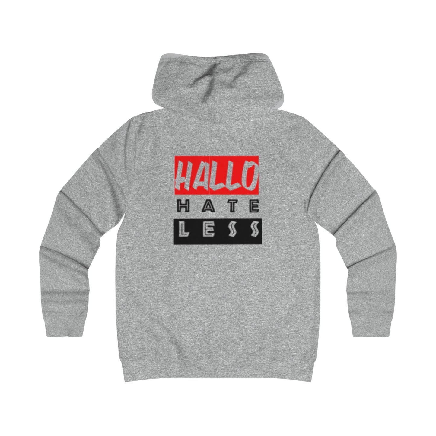 Empowering College Hoodie - 'HALLO HATE LESS' Unisex Sweatshirt Printify