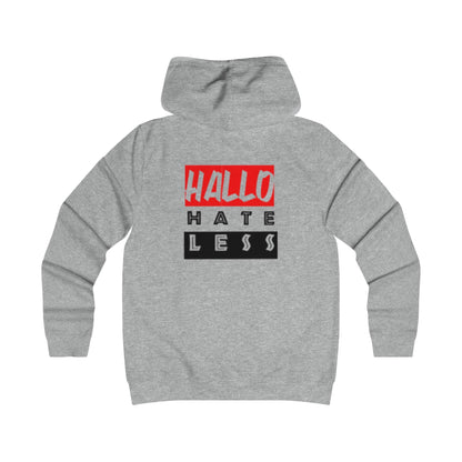 Empowering College Hoodie - 'HALLO HATE LESS' Unisex Sweatshirt Printify