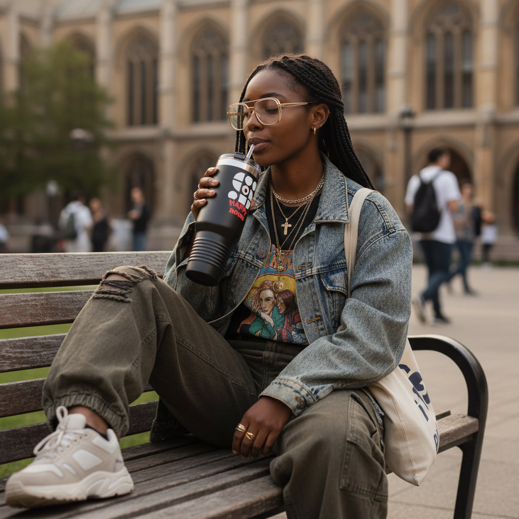 Travel Mug - 'Happy Xmas' Design Printify