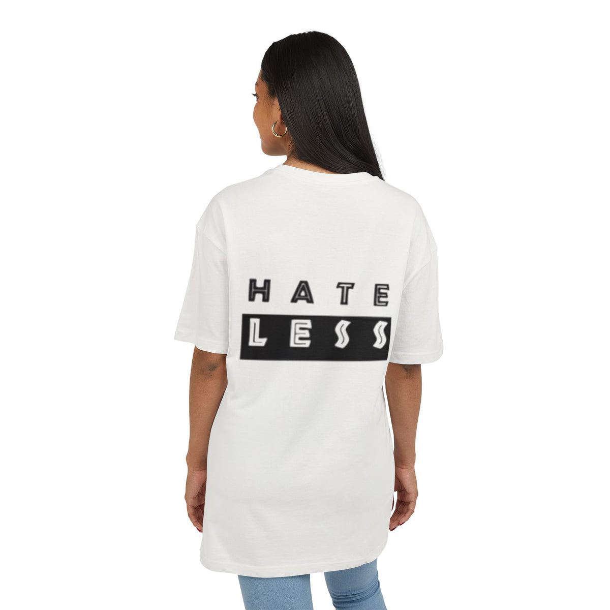 Hate Less Unisex Heavy Oversize Tee - Casual Statement Shirt for Positive Vibes