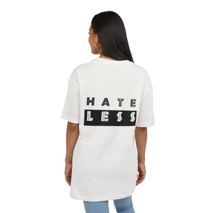Hate Less Unisex Heavy Oversize Tee - Casual Statement Shirt for Positive Vibes