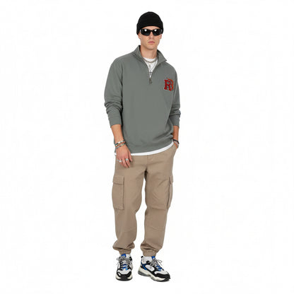 Quarter-Zip Sweatshirt — Retro 'RB' Varsity Logo Pullover Printify