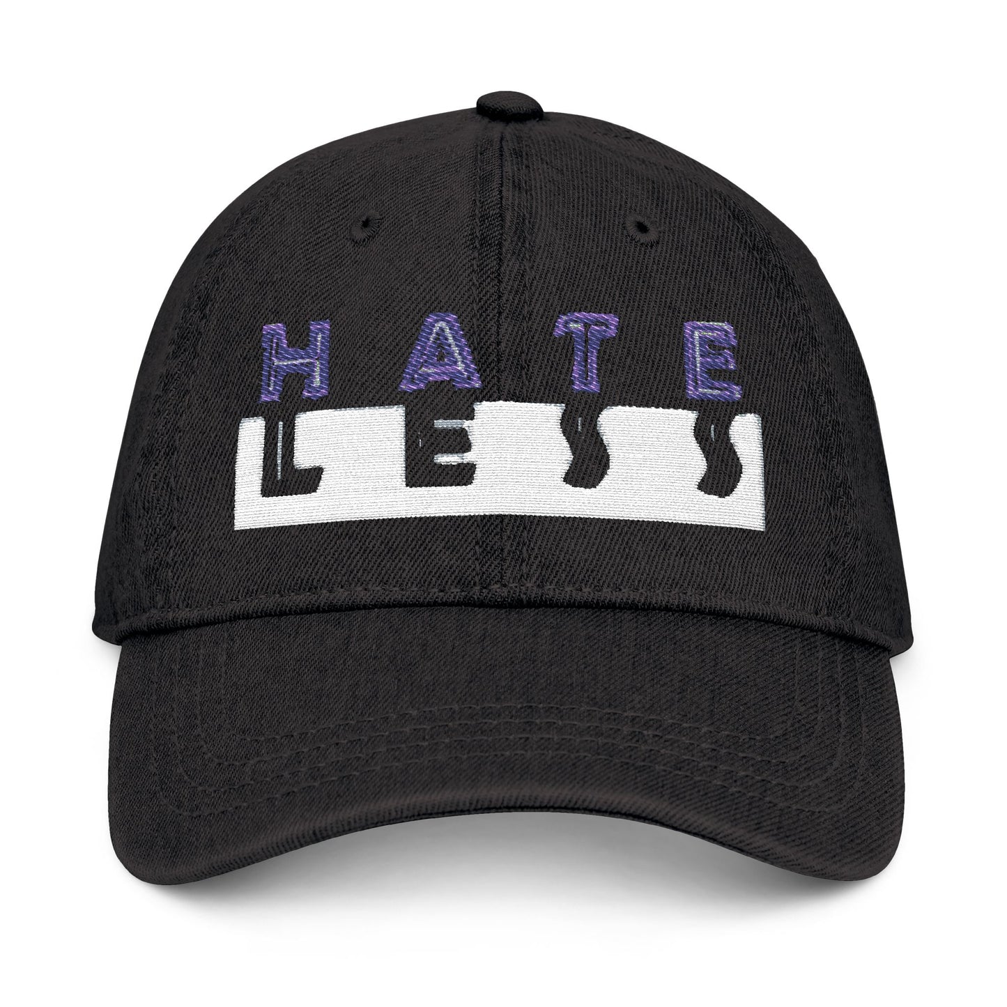 Embroidered Denim Hat - 'HATE LESS' Cap for Positive Vibes