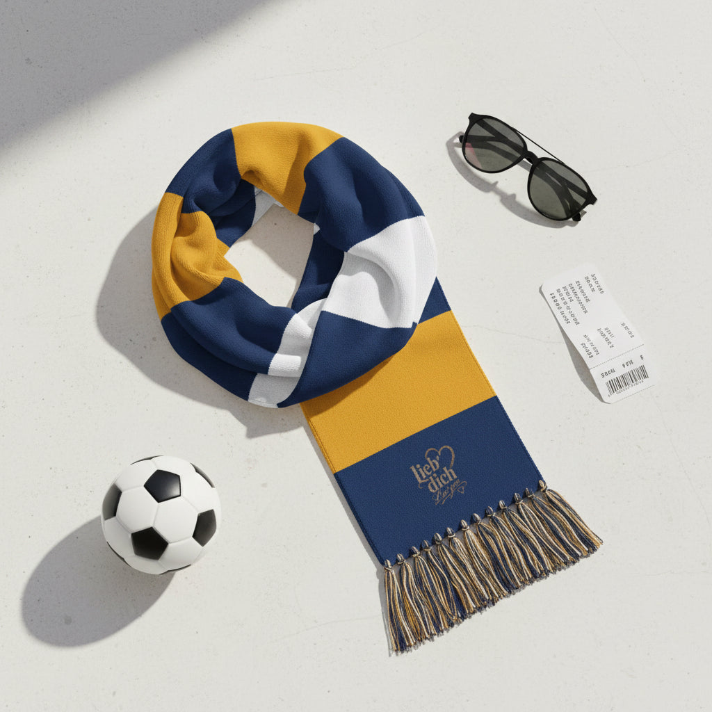 Embroidered Spectator Scarf — Classic Striped Team Scarf with Crest