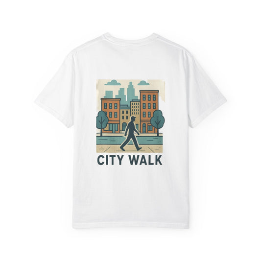 City Walk Unisex Garment-Dyed T-shirt, Urban Streetwear, Casual Fashion, Gift for City Lovers, Travel Enthusiast Apparel Printify