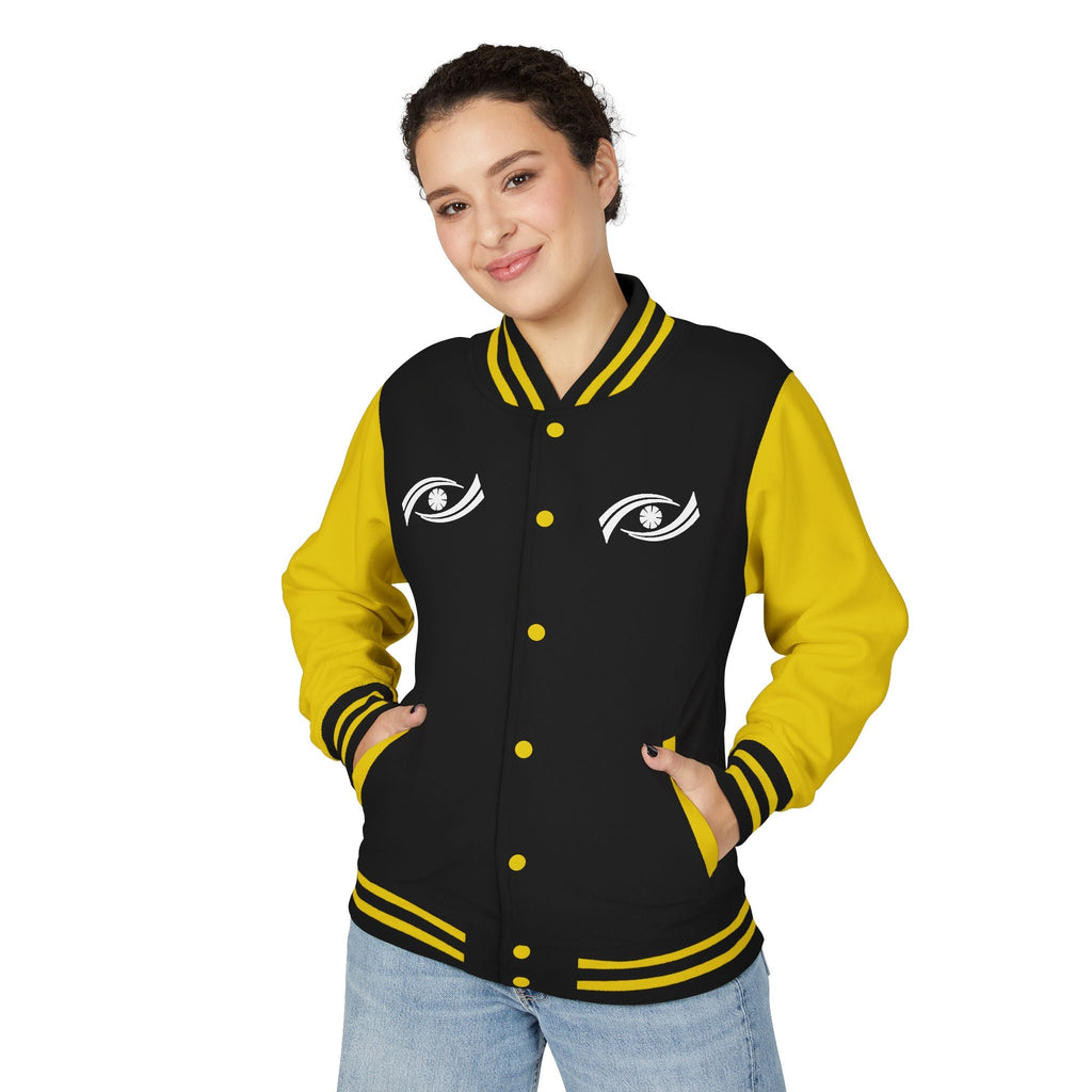 Unisex Heavyweight Letterman Jacket - Eyes Wide Open, Cozy Stylish Outerwear, Great for Game Days, Unique Gift for Teens, Trendy [...] Printify