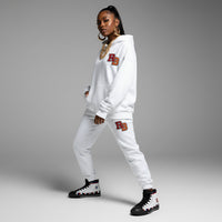 Women’s High-Top Sneakers — White Retro Stripe & RB Monogram Printify
