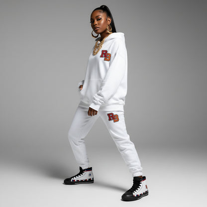 Women’s High-Top Sneakers — White Retro Stripe & RB Monogram Printify