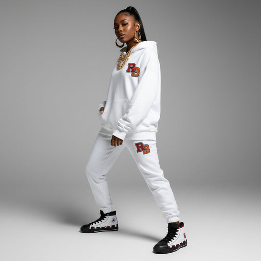 Women’s High-Top Sneakers — White Retro Stripe & RB Monogram Printify