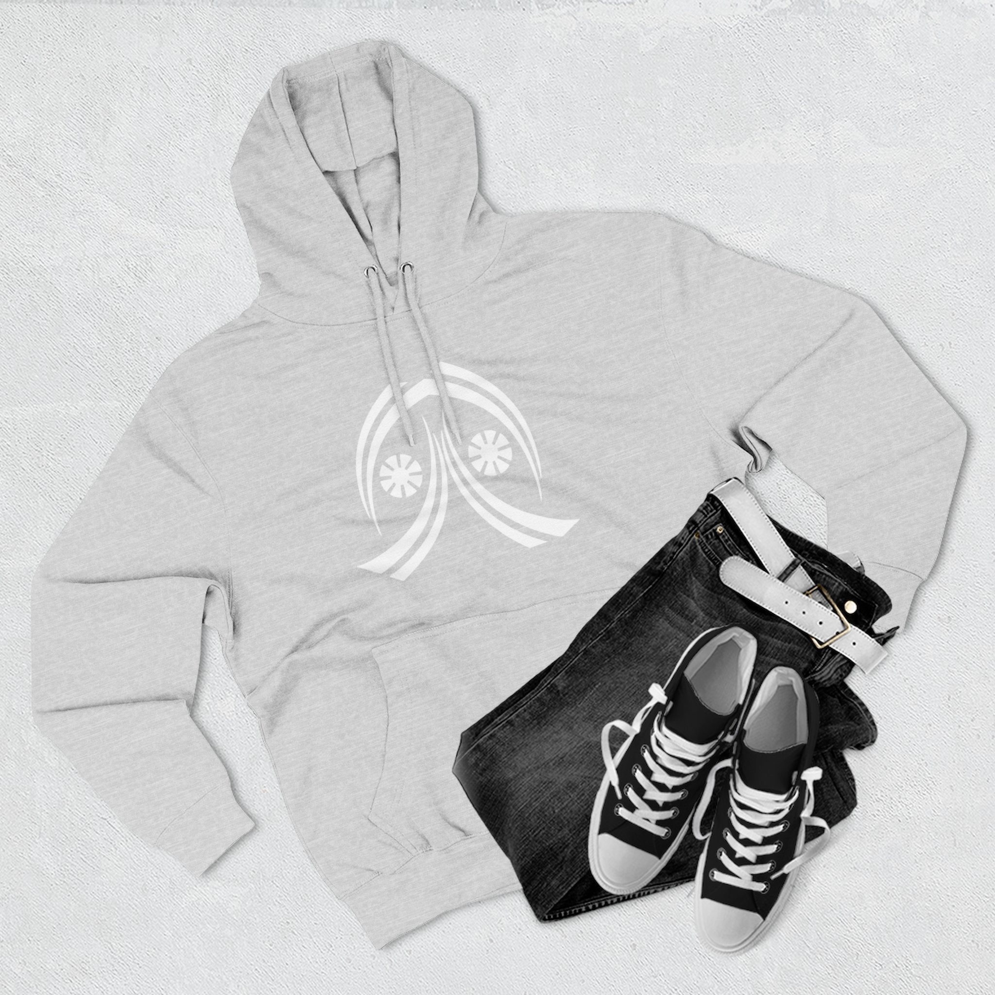 Cozy Three-Panel Fleece Hoodie, Perfect for Fall, Streetwear, Casual Outfits, Gift for Him/Her, Unique Layering Piece Printify