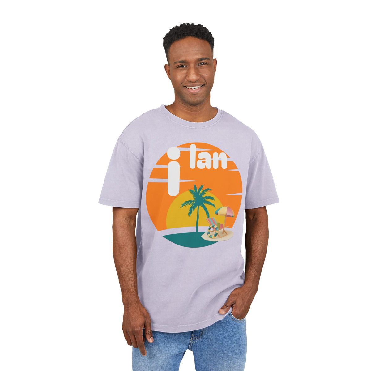 Oversize Tee Acid Washed Men's Graphic T-Shirt 'i lan'
