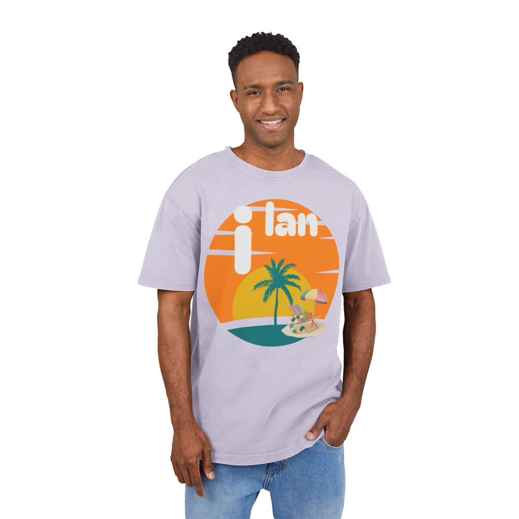 Oversize Tee Acid Washed Men's Graphic T-Shirt 'i lan'