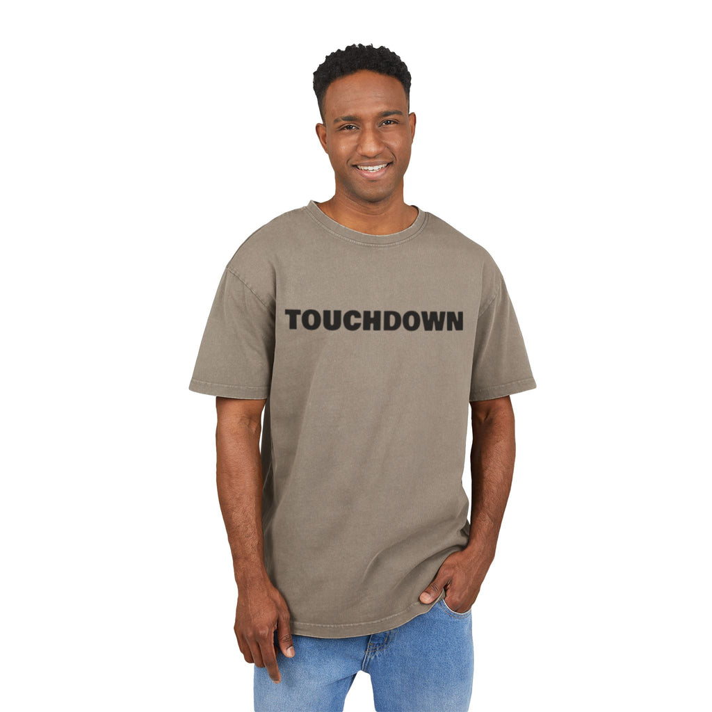 Men's Acid Washed Oversized Tee, Touchdown Graphic Shirt, Casual Style Tee, Gifts for Football Fans, Streetwear Essential