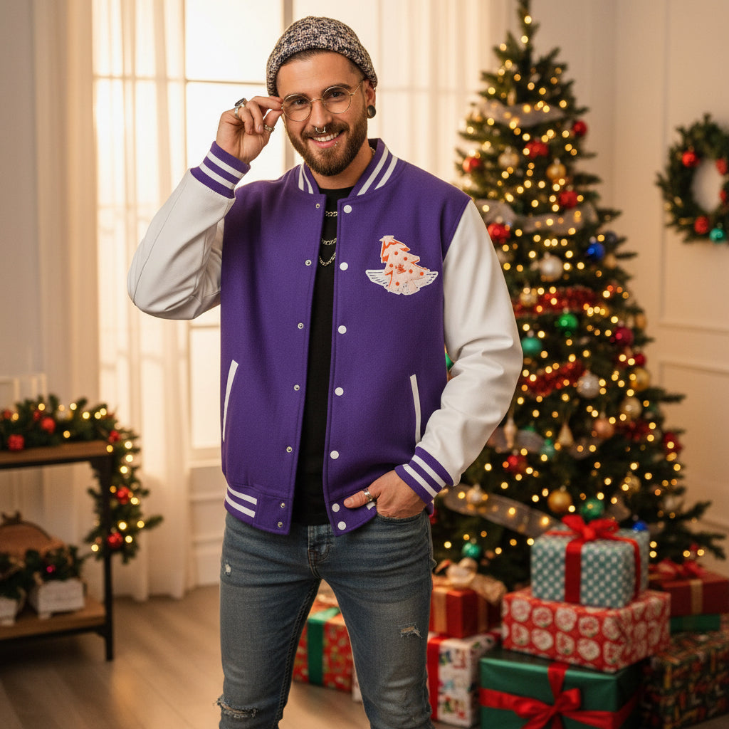 Letterman Jacket - 'hello santa' Design Printify
