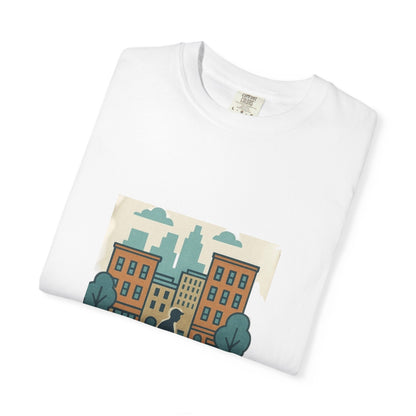 City Walk Unisex Garment-Dyed T-shirt, Urban Streetwear, Casual Fashion, Gift for City Lovers, Travel Enthusiast Apparel Printify