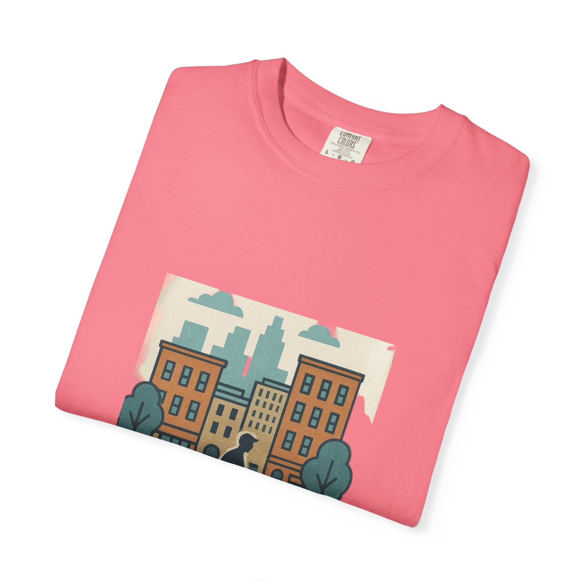 City Walk Unisex Garment-Dyed T-shirt, Urban Streetwear, Casual Fashion, Gift for City Lovers, Travel Enthusiast Apparel Printify