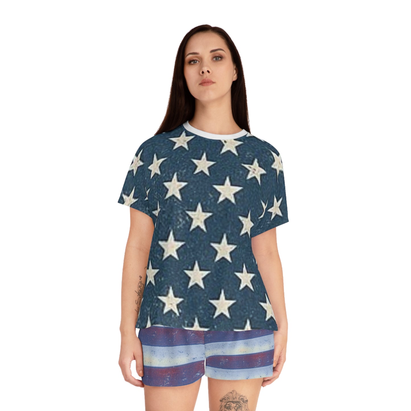 Patriotic Women's Pajama Set, USA Stars and Stripes Sleepwear, Red White Blue Loungewear, Perfect for Independence Day and Comfortable [...]