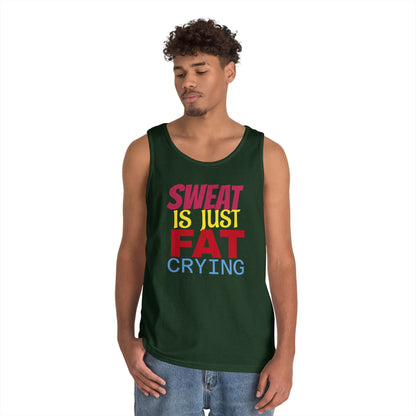 Sweat is Just Fat Crying Tank Top, Motivational Gym Shirt, Fitness Apparel, Unisex Workout Top, Summer Activewear, Gift for Fitness [...] Printify