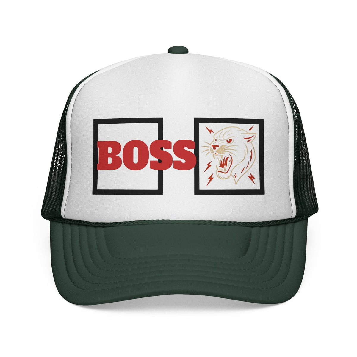 Bold Boss Trucker Cap - Eye-Catching Statement Hat for Leaders, Cool Gifts for Him & Her, Fun Outdoor Style, 'Boss' Design Printify