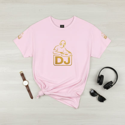 DJ Graphic Tee — Gold Turntable DJ Shirt for Music Lovers Printify
