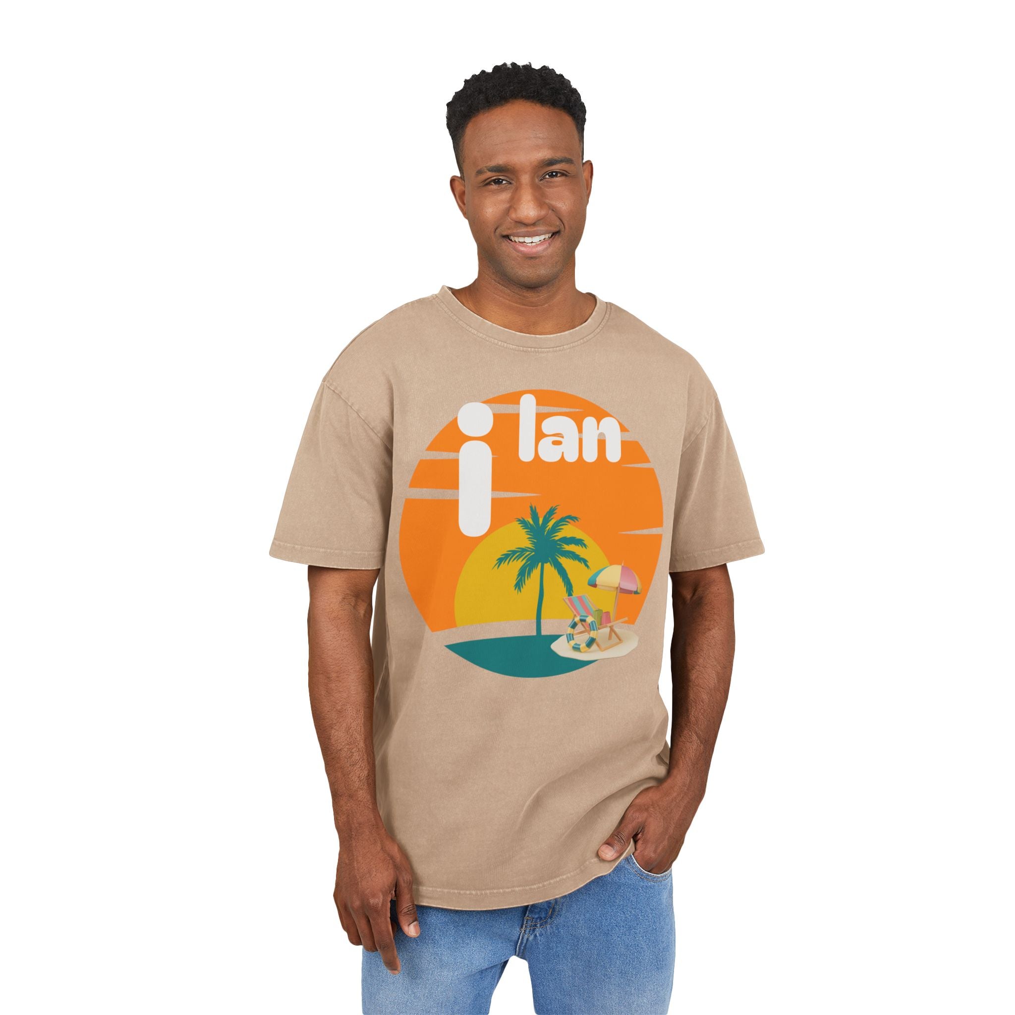 Oversize Tee Acid Washed Men's Graphic T-Shirt 'i lan'