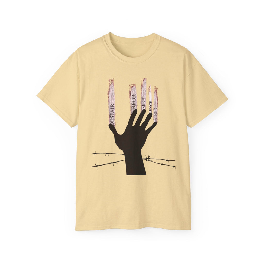Bold Graphic Tee, Hand and Barbed Wire Design, Unisex Casual Shirt, Unique Art Apparel, Gift for Art Lovers Printify