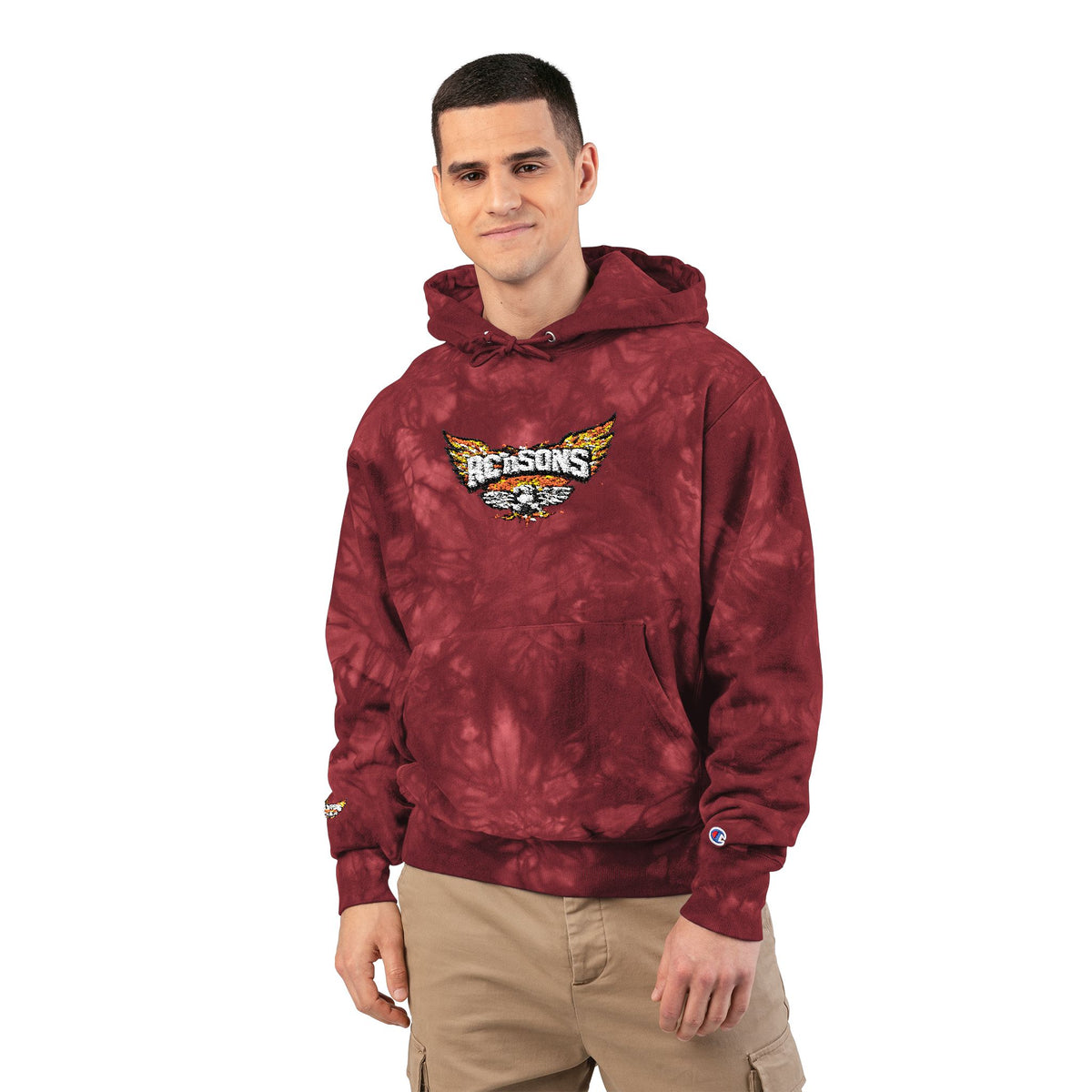 Tie-Dye Embroidered Hoodie — Roosters Wing Logo