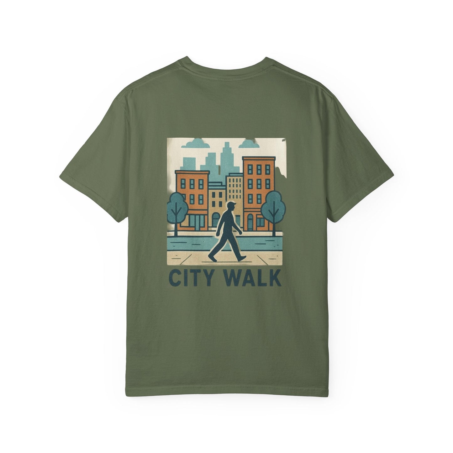 City Walk Unisex Garment-Dyed T-shirt, Urban Streetwear, Casual Fashion, Gift for City Lovers, Travel Enthusiast Apparel Printify