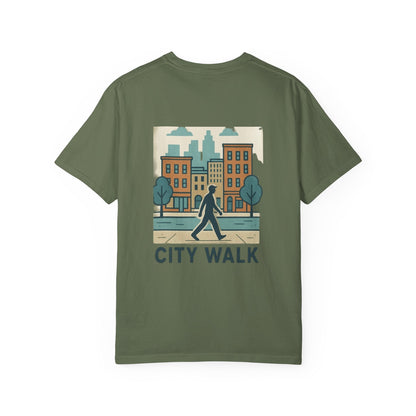 City Walk Unisex Garment-Dyed T-shirt, Urban Streetwear, Casual Fashion, Gift for City Lovers, Travel Enthusiast Apparel Printify
