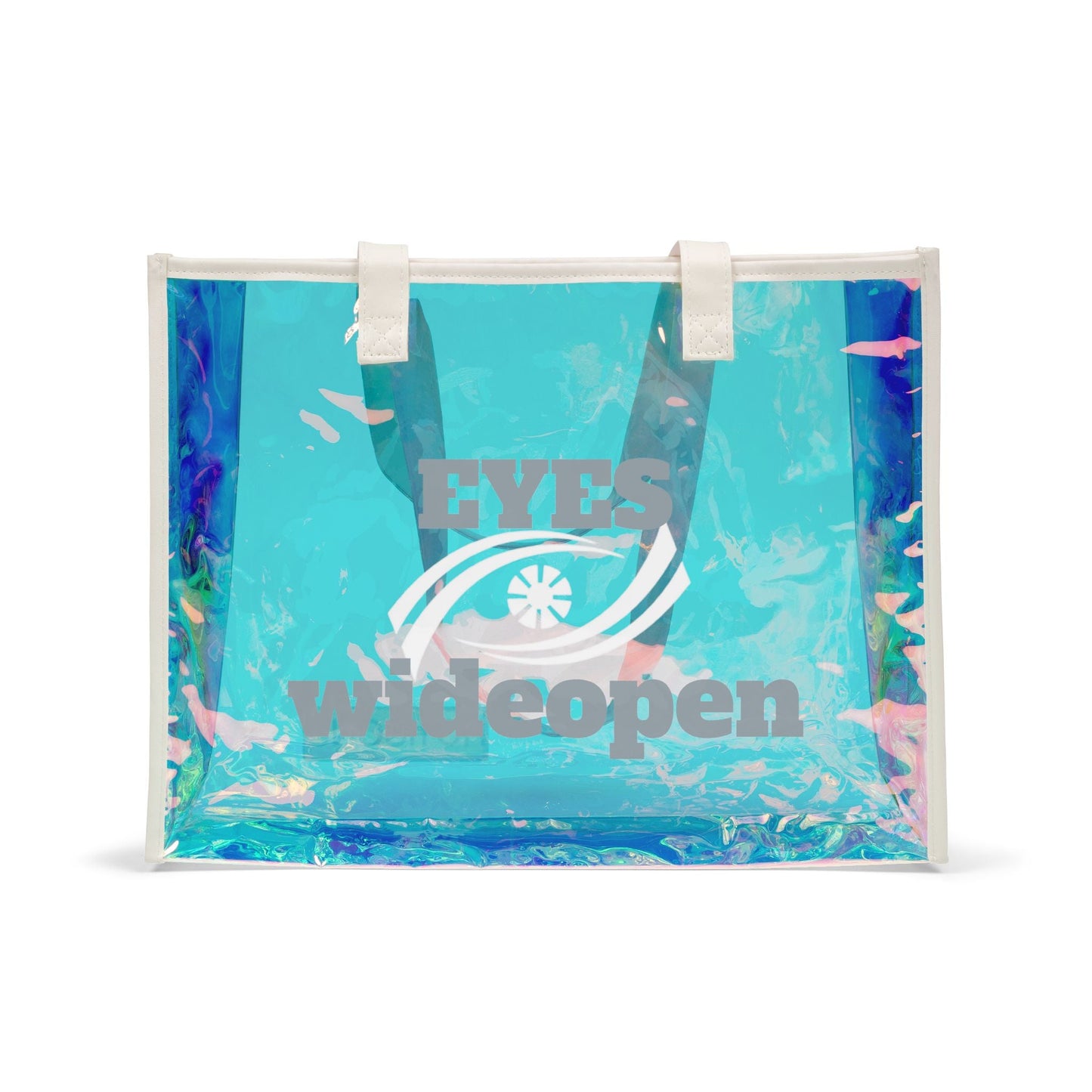 Holographic Beach Tote Bag, Iridescent Vacation Bag, Transparent Beach Purse, Summer Fun Essentials, Poolside Accessory Printify