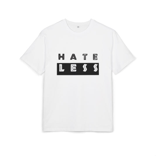 Hate Less Unisex Heavy Oversize Tee - Casual Statement Shirt for Positive Vibes