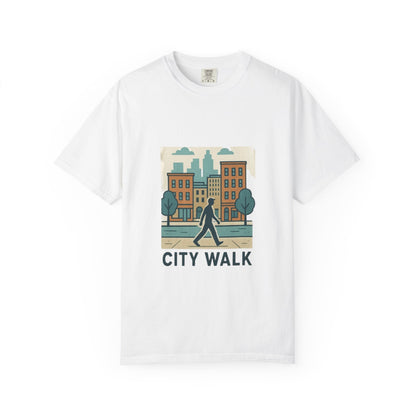 City Walk Unisex Garment-Dyed T-shirt, Urban Streetwear, Casual Fashion, Gift for City Lovers, Travel Enthusiast Apparel Printify