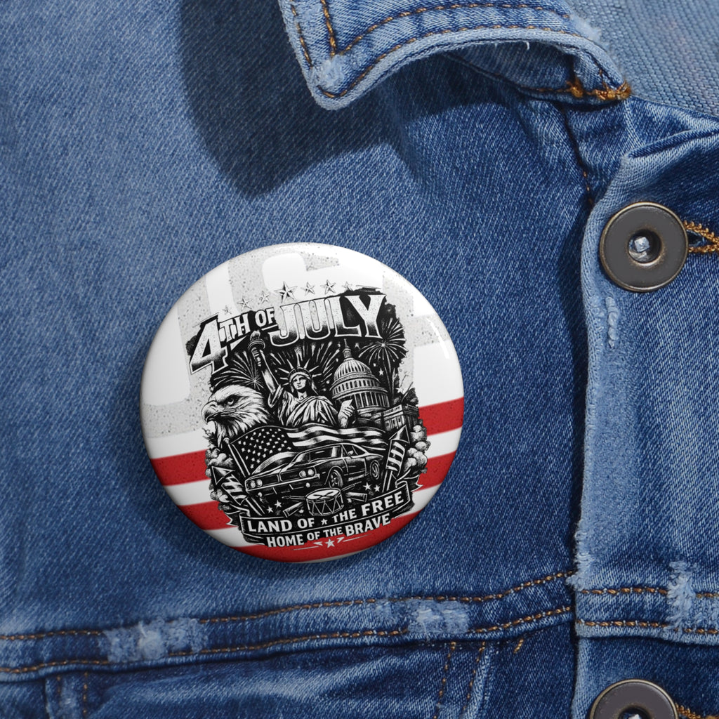 4th of July Patriotic Pin Button — Land of the Free Americana Badge