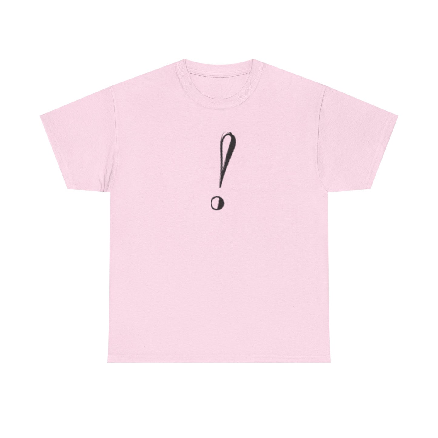 Unisex Heavy Cotton Tee with Bold Exclamation Mark Design - Casual Statement Shirt