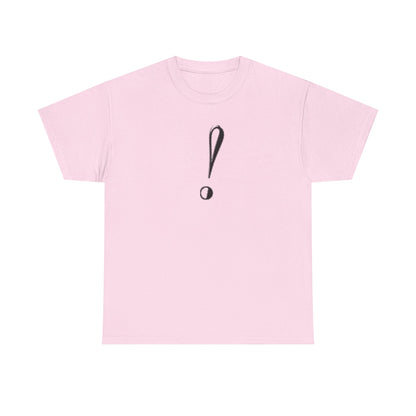 Unisex Heavy Cotton Tee with Bold Exclamation Mark Design - Casual Statement Shirt
