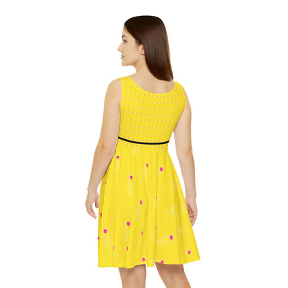 Cheerful Yellow Skater Dress, Summer Fashion Printify