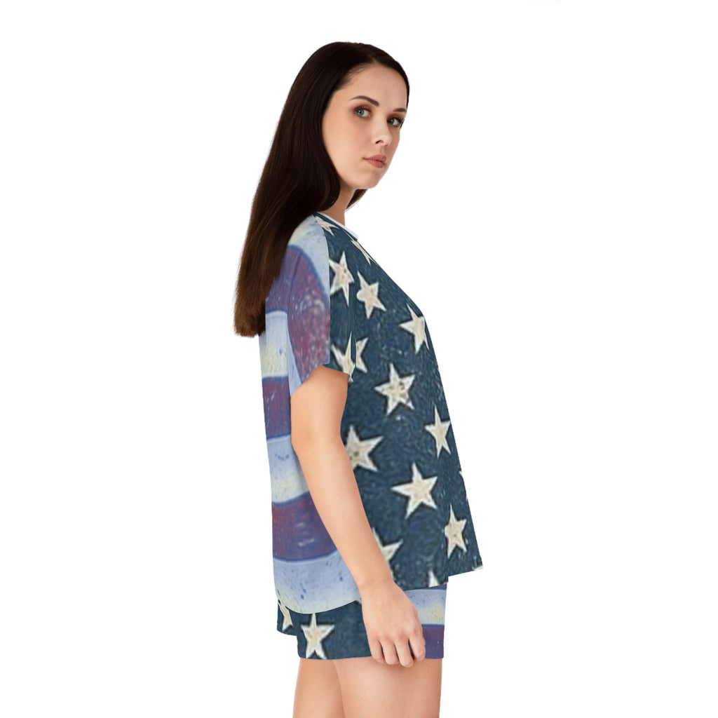 Patriotic Women's Pajama Set, USA Stars and Stripes Sleepwear, Red White Blue Loungewear, Perfect for Independence Day and Comfortable [...]