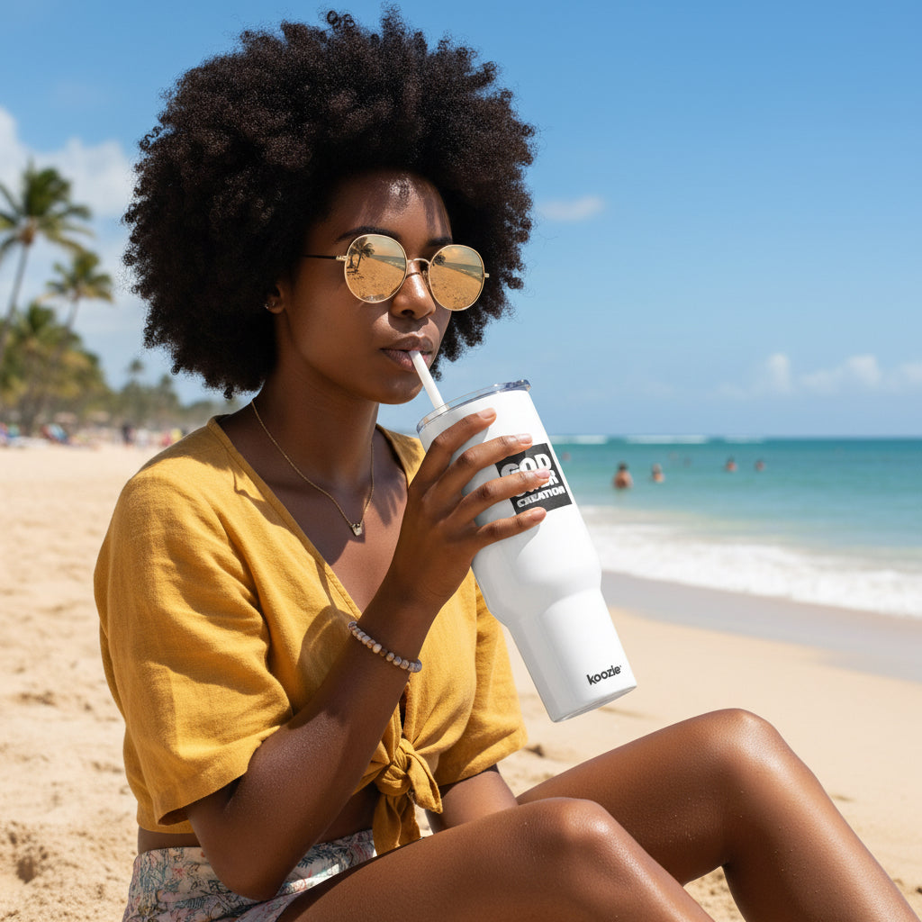 Engraved Insulated Tumbler - 40oz, God Over Creation Travel Mug, Personalized Gift, Inspirational Hydration, Perfect for Outdoors Printify