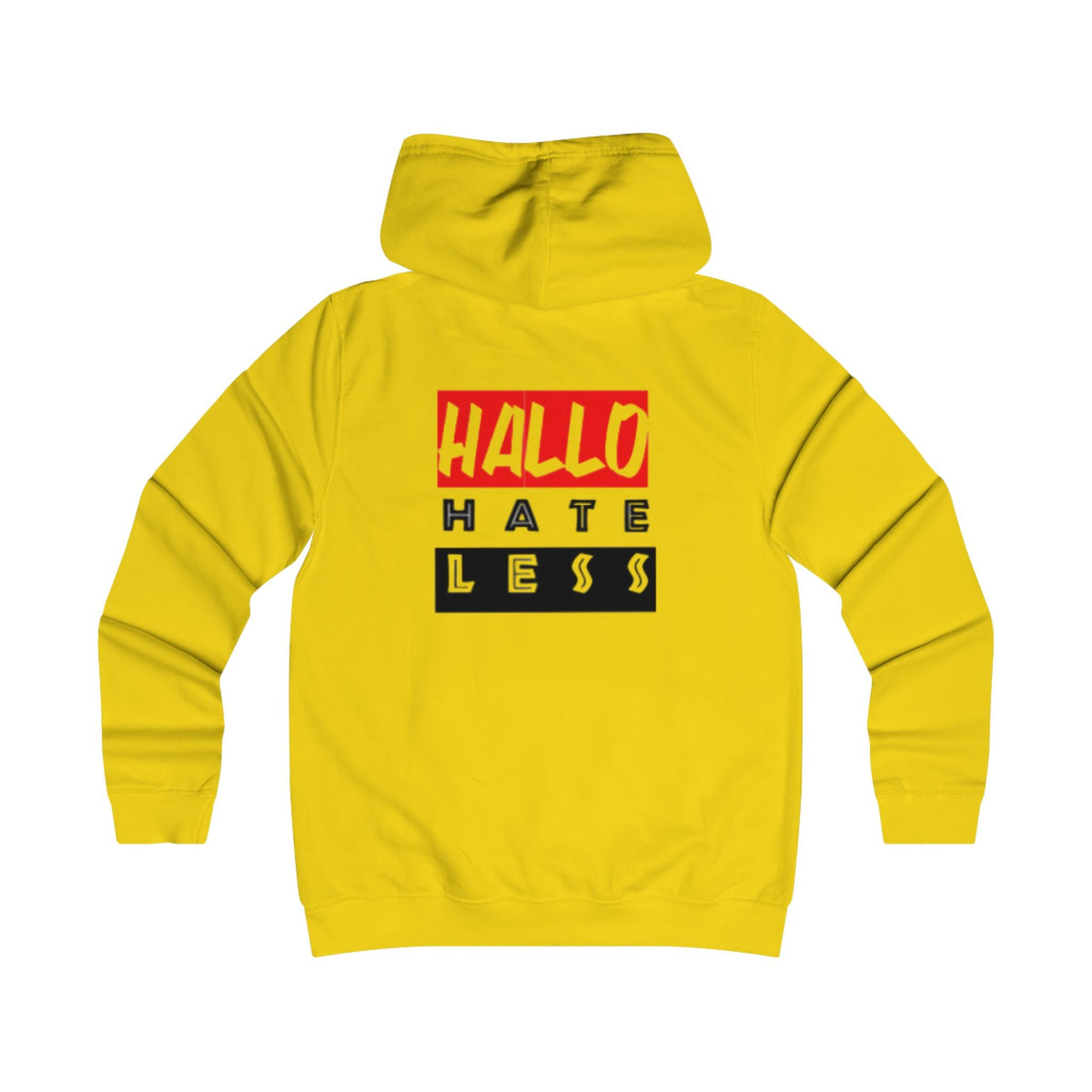 Empowering College Hoodie - 'HALLO HATE LESS' Unisex Sweatshirt Printify