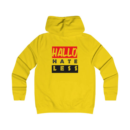 Empowering College Hoodie - 'HALLO HATE LESS' Unisex Sweatshirt Printify
