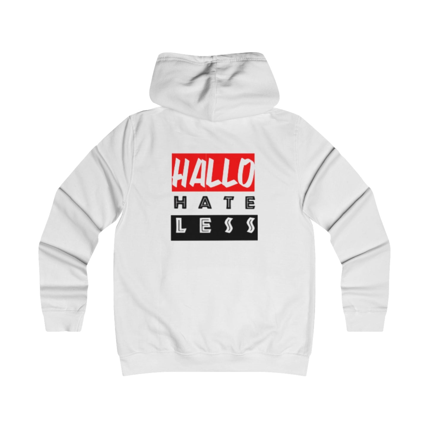 Empowering College Hoodie - 'HALLO HATE LESS' Unisex Sweatshirt Printify