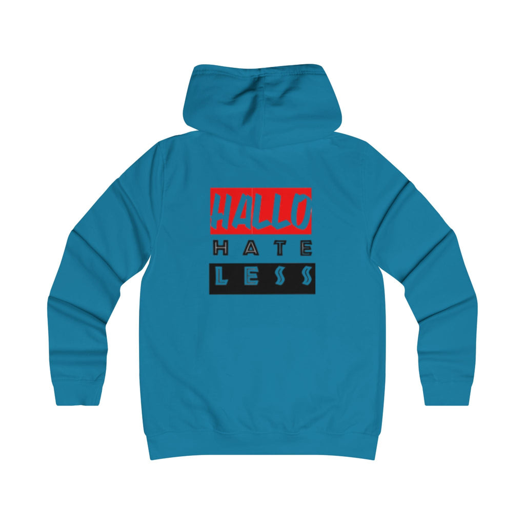 Empowering College Hoodie - 'HALLO HATE LESS' Unisex Sweatshirt Printify