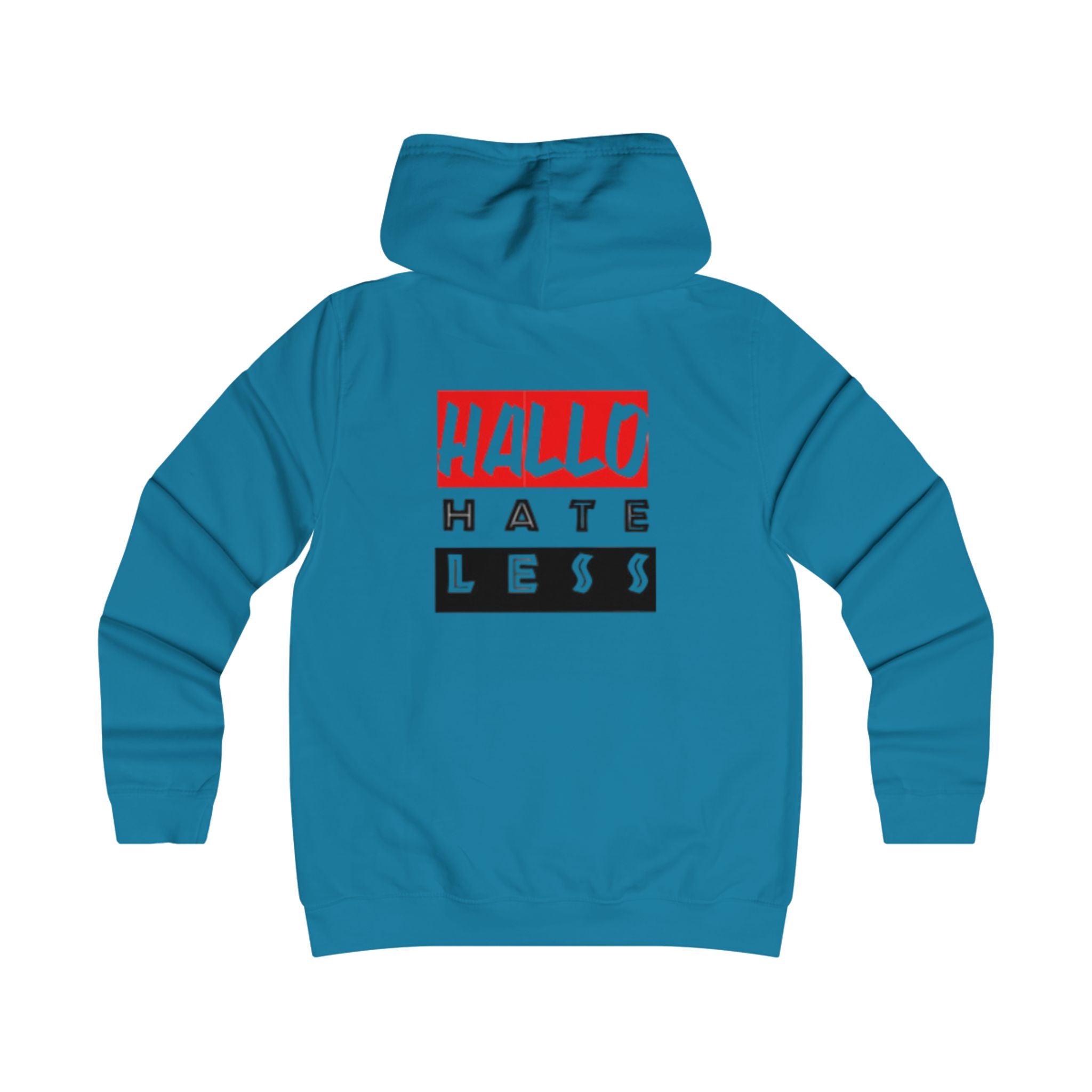 Empowering College Hoodie - 'HALLO HATE LESS' Unisex Sweatshirt Printify