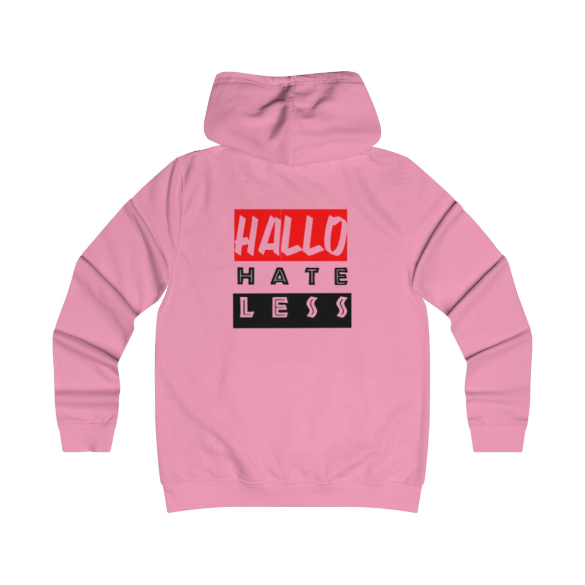 Empowering College Hoodie - 'HALLO HATE LESS' Unisex Sweatshirt Printify
