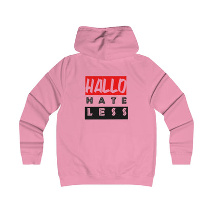 Empowering College Hoodie - 'HALLO HATE LESS' Unisex Sweatshirt Printify