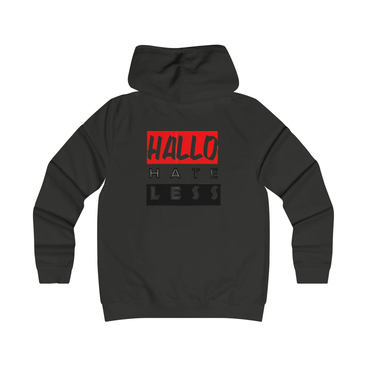Empowering College Hoodie - 'HALLO HATE LESS' Unisex Sweatshirt Printify