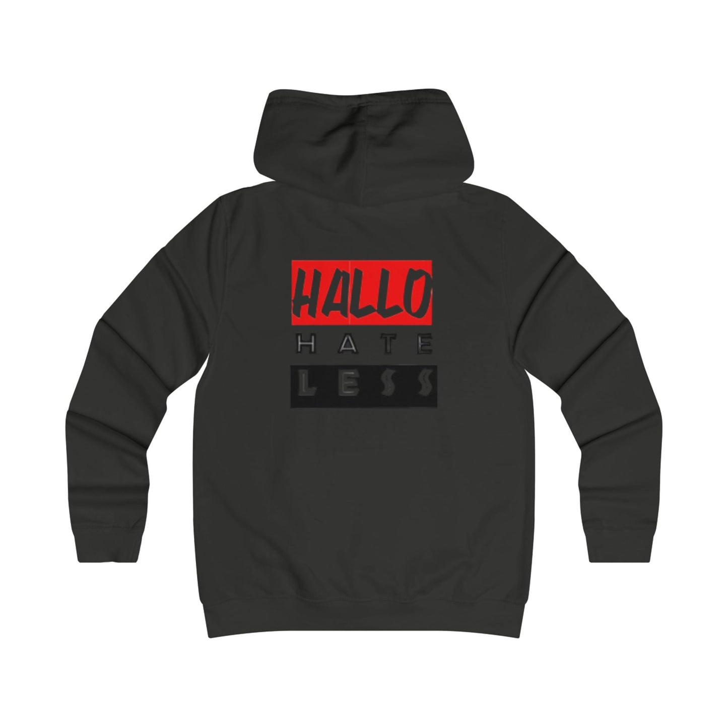 Empowering College Hoodie - 'HALLO HATE LESS' Unisex Sweatshirt Printify