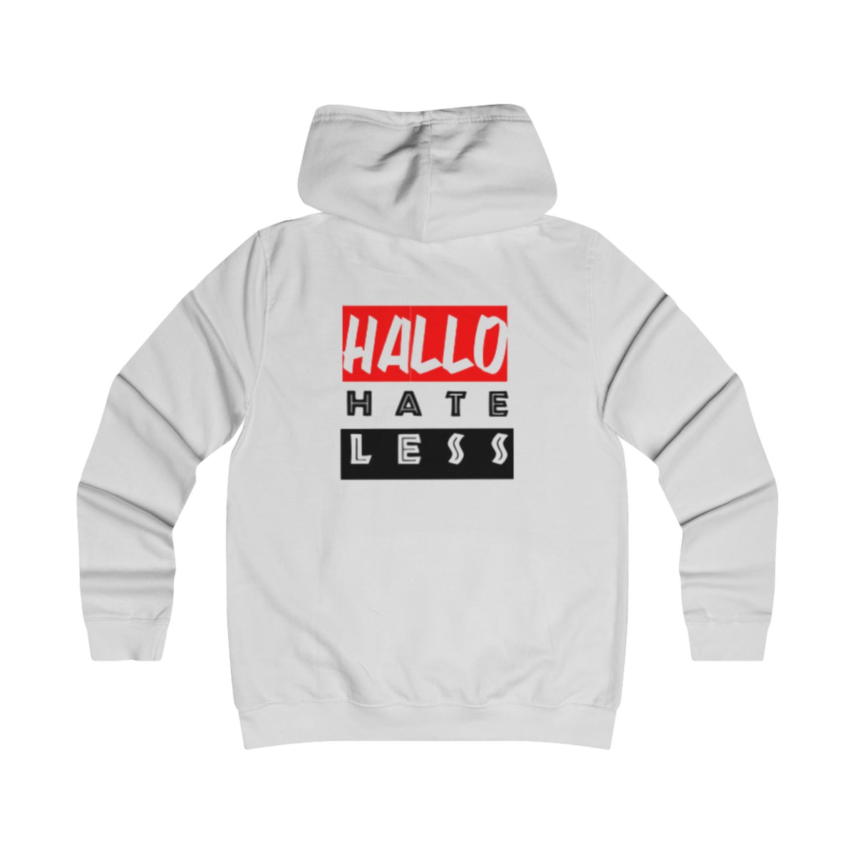 Empowering College Hoodie - 'HALLO HATE LESS' Unisex Sweatshirt Printify