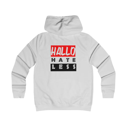 Empowering College Hoodie - 'HALLO HATE LESS' Unisex Sweatshirt Printify